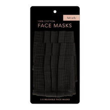Load image into Gallery viewer, KITSCH Cotton Mask 3PC Set - Black
