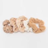 KITSCH Assorted Textured Scrunchies (5pc) - Sand